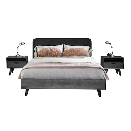 Armen Living Mohave 3 Piece Acacia King Bed and Nightstands Bedroom Set SETMVBDKG3A